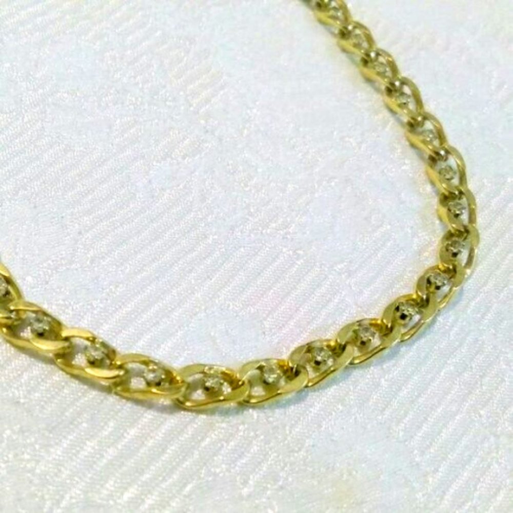 Vintage Gold Tone Rhinestone Chain Necklace * - Picture 2 of 5
